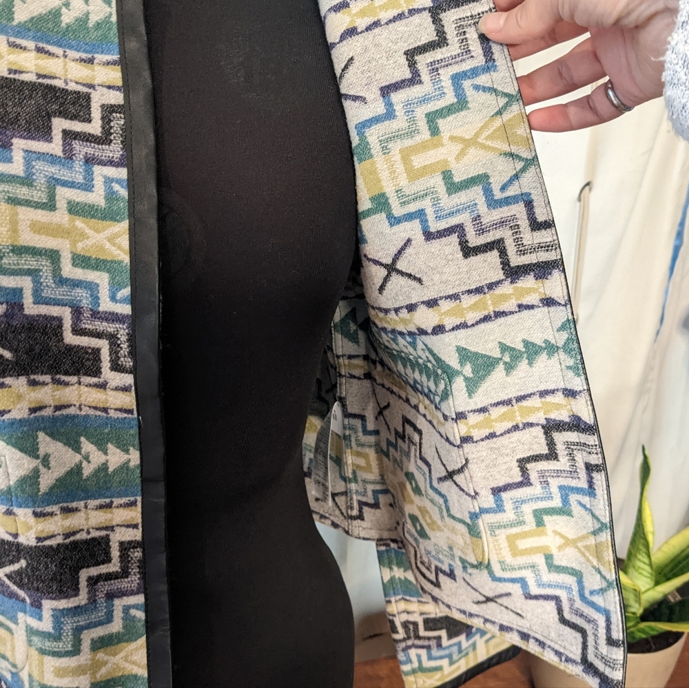 Pendleton Wool Aztec Print Open Front Jacket Small - image 6